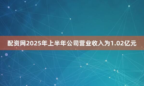 配资网2025年上半年公司营业收入为1.02亿元