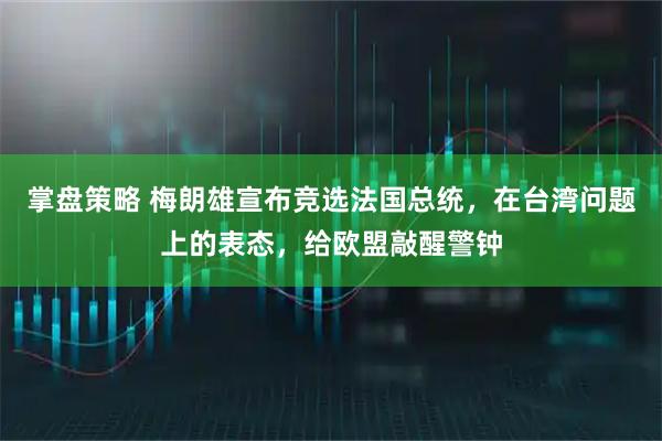 掌盘策略 梅朗雄宣布竞选法国总统，在台湾问题上的表态，给欧盟敲醒警钟