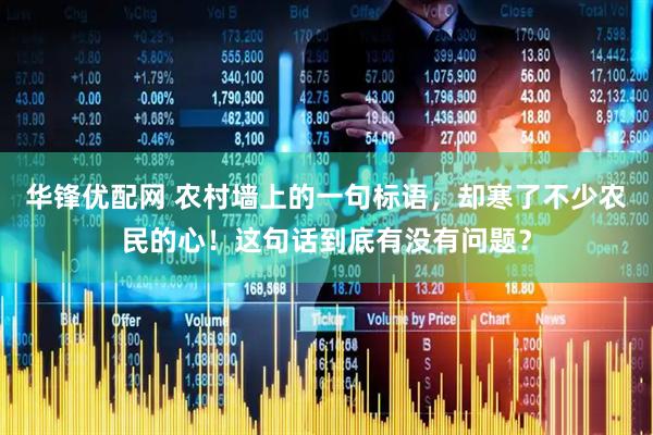 华锋优配网 农村墙上的一句标语，却寒了不少农民的心！这句话到底有没有问题？